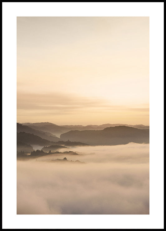 Watercolor sea of clouds poster for nursery and home wall decor.