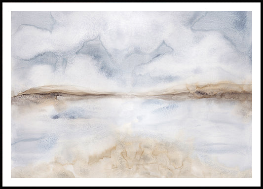 Watercolor blue aquarelle no1 poster for nursery and home wall decor.