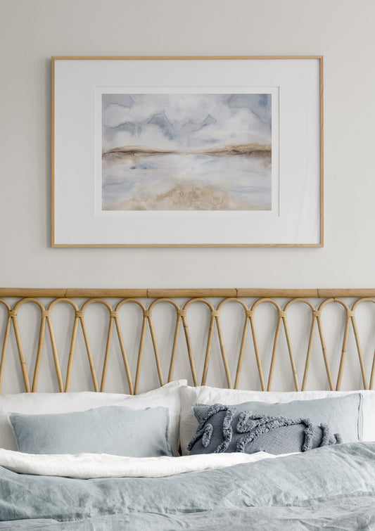 Watercolor blue aquarelle no1 poster for nursery and home wall decor.