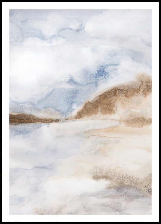 Watercolor blue aquarelle no2 poster for nursery and home wall decor.