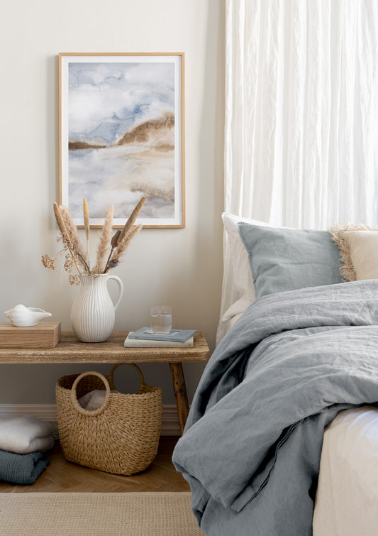 Watercolor blue aquarelle no2 poster for nursery and home wall decor.