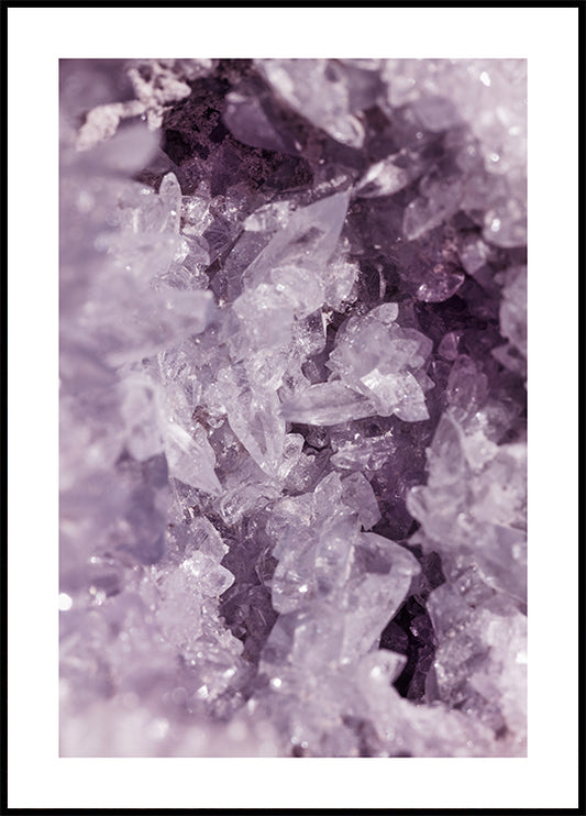Watercolor purple crystals poster for nursery and home wall decor.