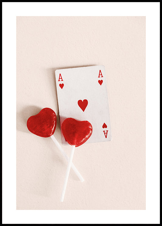 Watercolor ace of hearts poster for nursery and home wall decor.