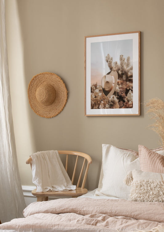 Watercolor hat in the wild poster for nursery and home wall decor.