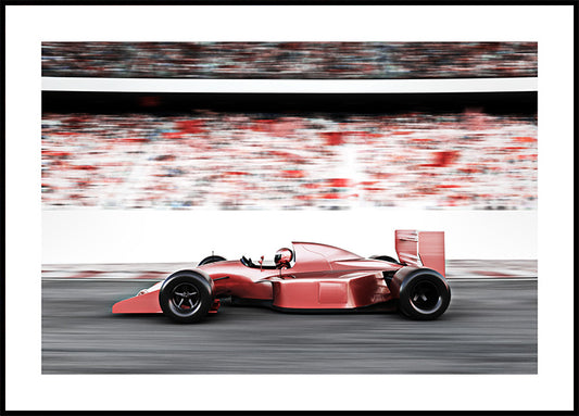 Watercolor red race car poster for nursery and home wall decor.