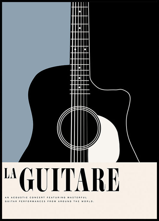 Watercolor la guitare poster for nursery and home wall decor.