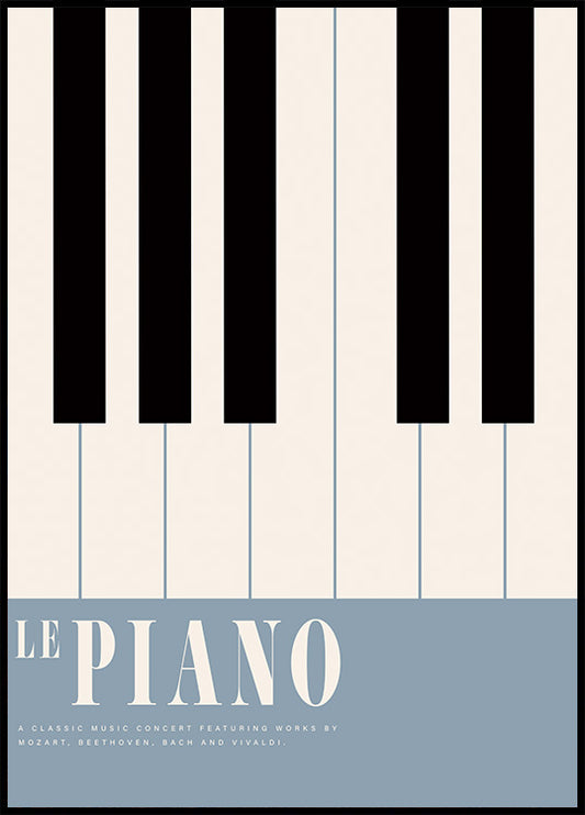 Watercolor le piano poster for nursery and home wall decor.