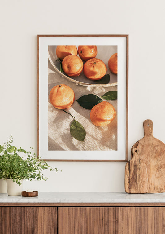 Watercolor sun-warm oranges poster for nursery and home wall decor.