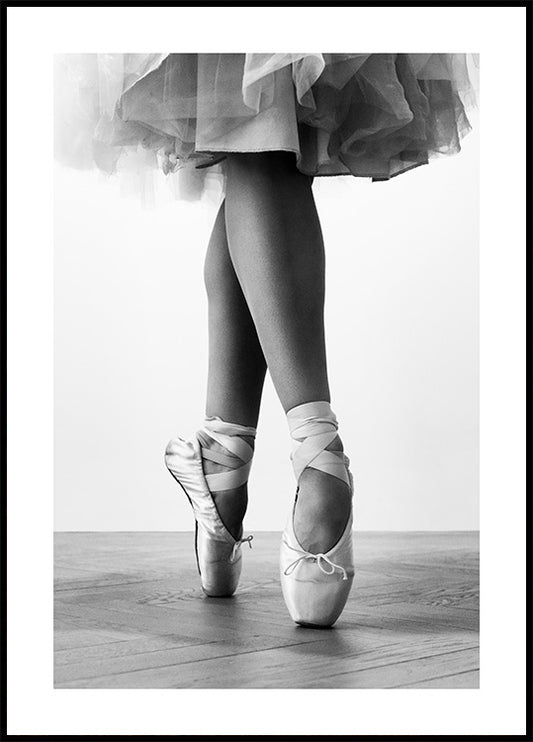 Watercolor dancing en pointe poster for nursery and home wall decor.