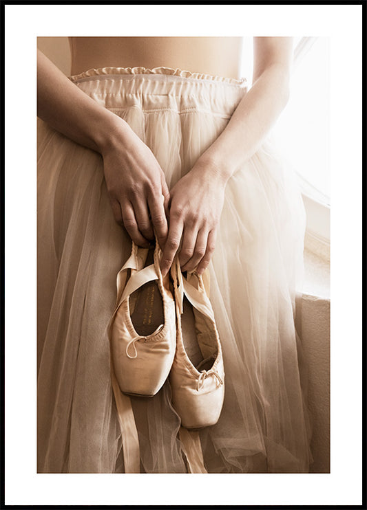Watercolor ballerina beige poster for nursery and home wall decor.
