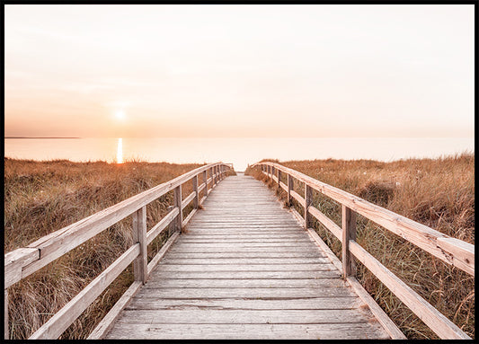 Watercolor path to sunset poster for nursery and home wall decor.