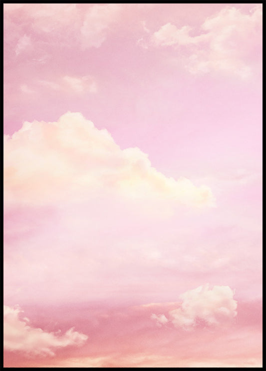 Watercolor pink clouds poster for nursery and home wall decor.
