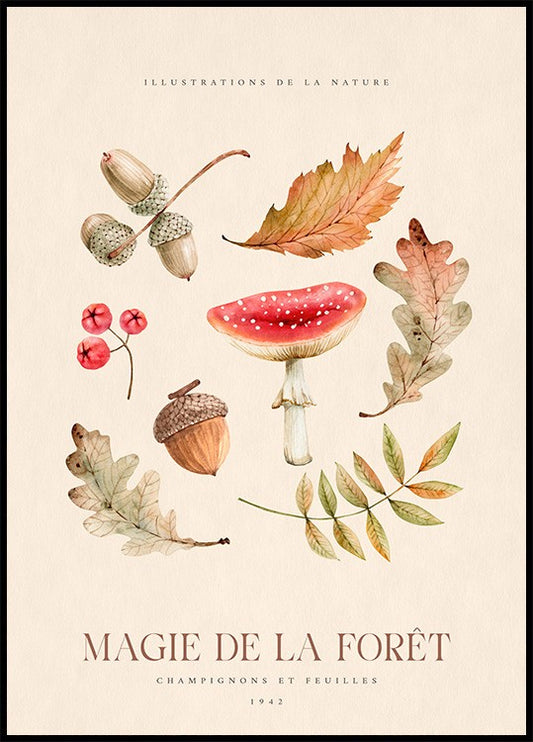 Watercolor magic of the forest no1 poster for nursery and home wall decor.
