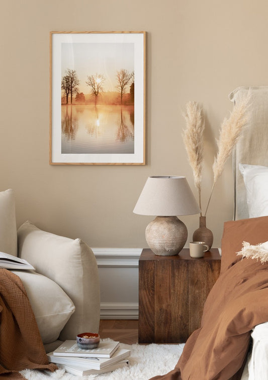 Watercolor hazy reflection poster for nursery and home wall decor.
