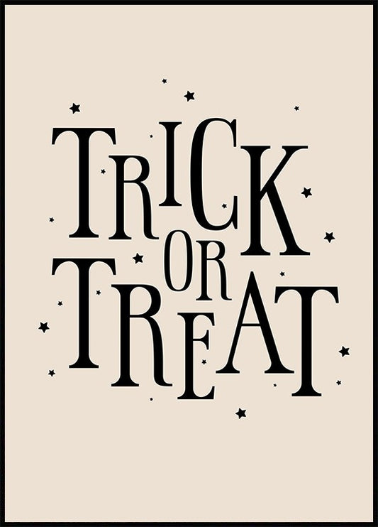 Watercolor trick or treat poster for nursery and home wall decor.