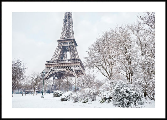 Watercolor winter in paris poster for nursery and home wall decor.
