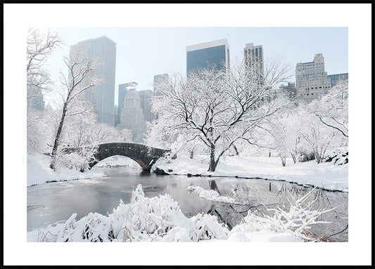 Watercolor winter in new york poster for nursery and home wall decor.