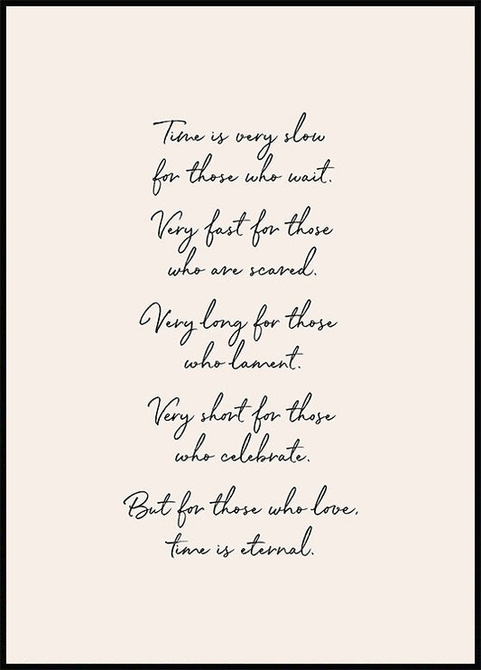 Watercolor time is eternal poster for nursery and home wall decor.