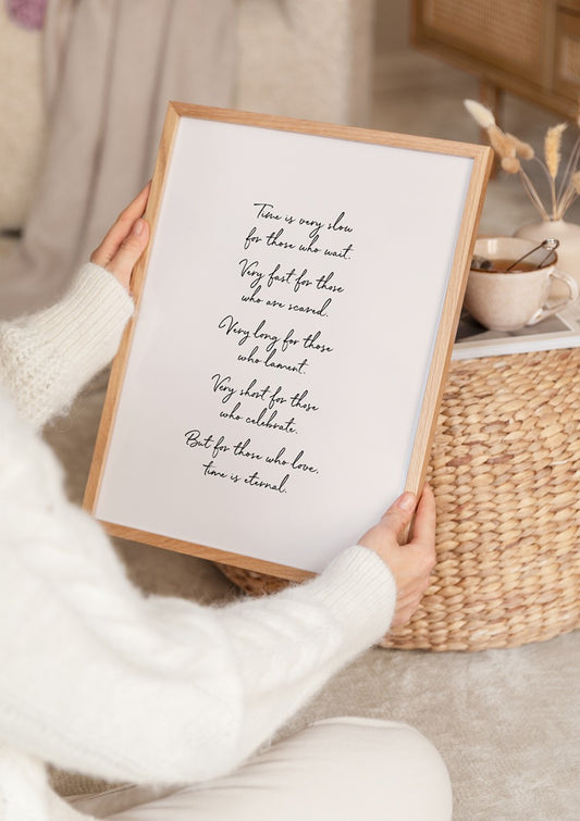 Watercolor time is eternal poster for nursery and home wall decor.