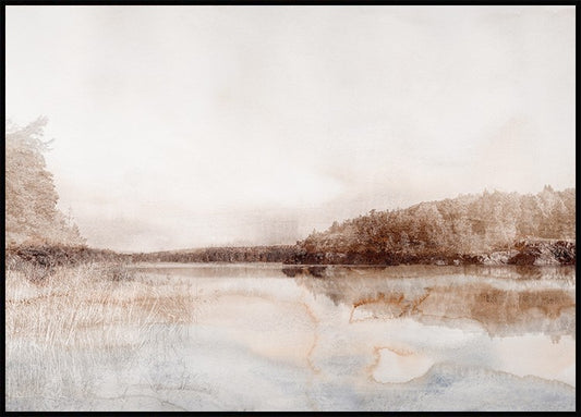 Watercolor aquarelle landscape poster for nursery and home wall decor.