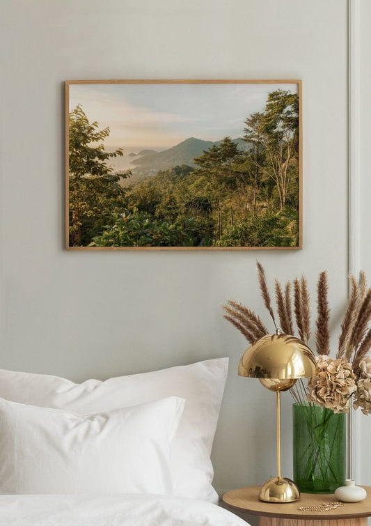 Watercolor tropical serenity poster for nursery and home wall decor.
