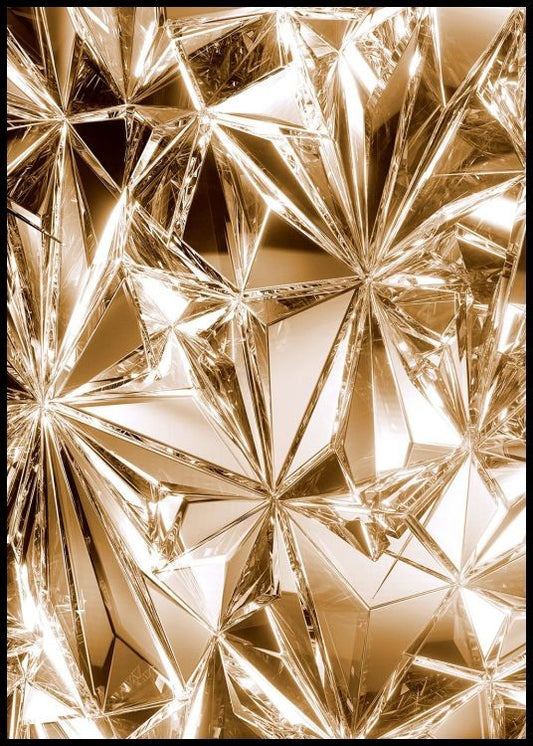 Watercolor golden crystals poster for nursery and home wall decor.