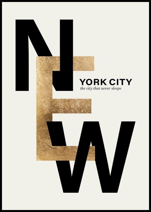 Watercolor typographic nyc poster for nursery and home wall decor.