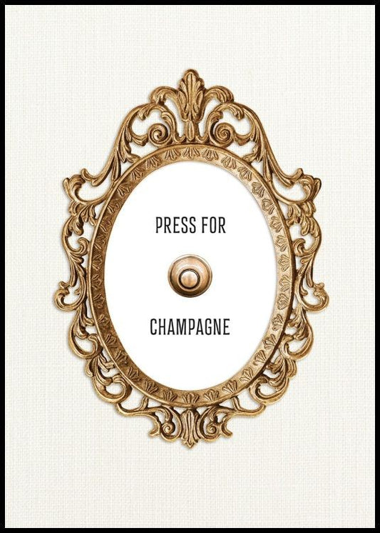 Watercolor golden press for champagne poster for nursery and home wall decor.