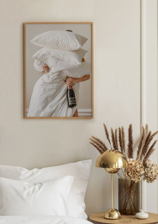 Watercolor rest and champagne poster for nursery and home wall decor.