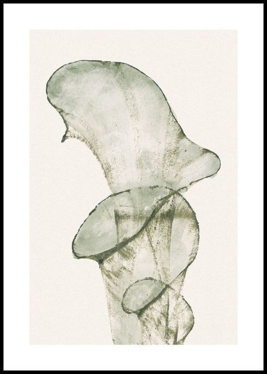 Watercolor abstract green botanical poster for nursery and home wall decor.