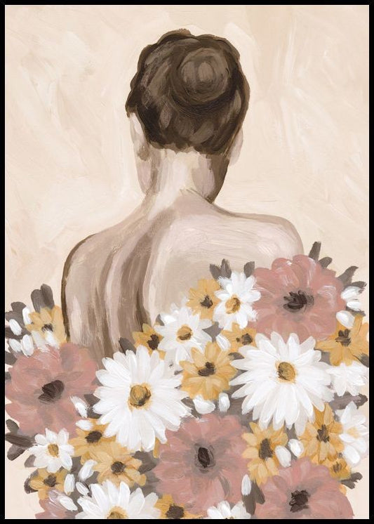 Watercolor dress of flowers poster for nursery and home wall decor.