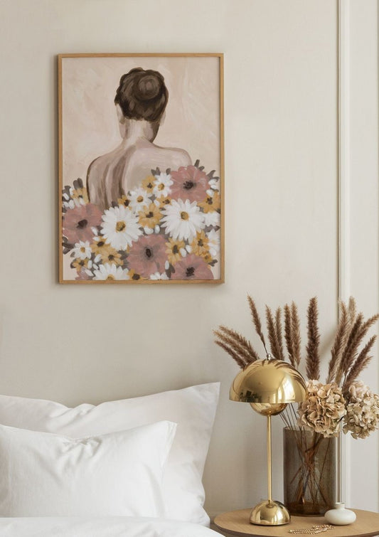 Watercolor dress of flowers poster for nursery and home wall decor.