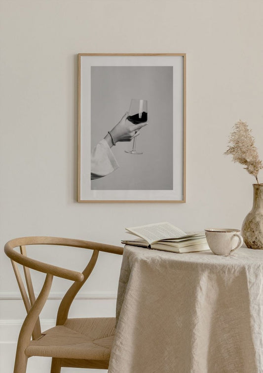 Watercolor cheering wine poster for nursery and home wall decor.