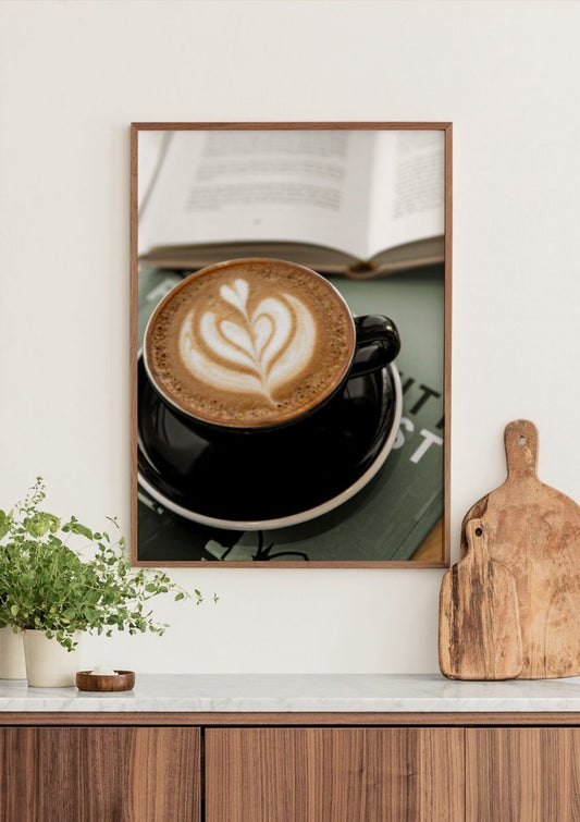 Watercolor time for coffee poster for nursery and home wall decor.
