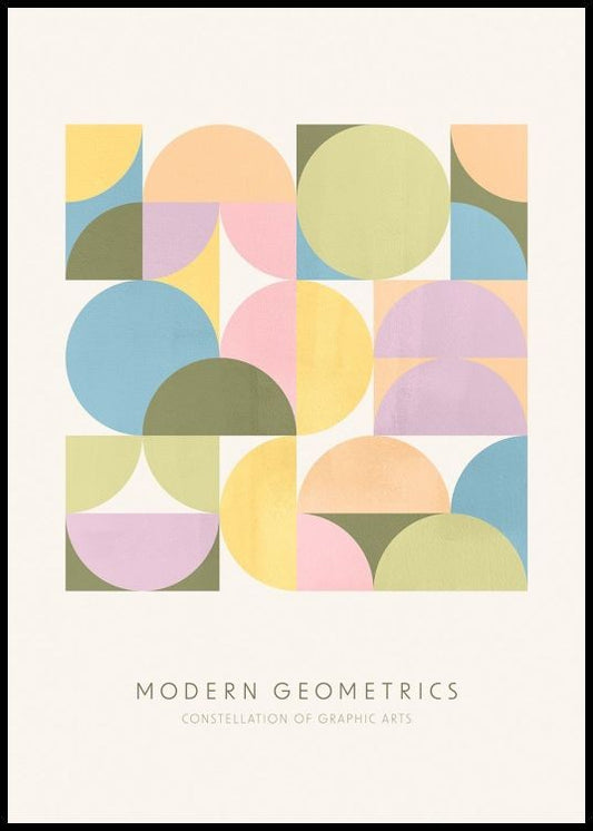 Watercolor modern geometrics poster for nursery and home wall decor.