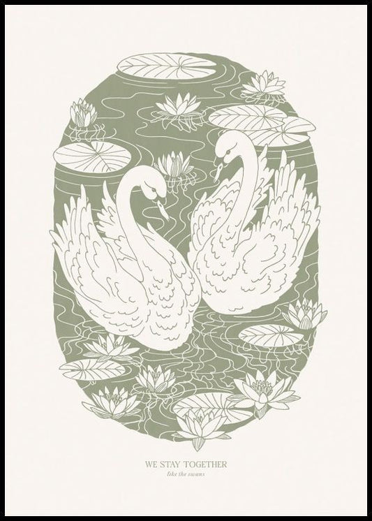 Watercolor like the swans poster for nursery and home wall decor.