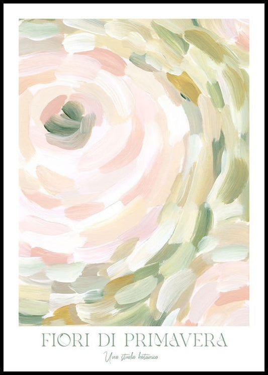Watercolor abstract spring flowers poster for nursery and home wall decor.
