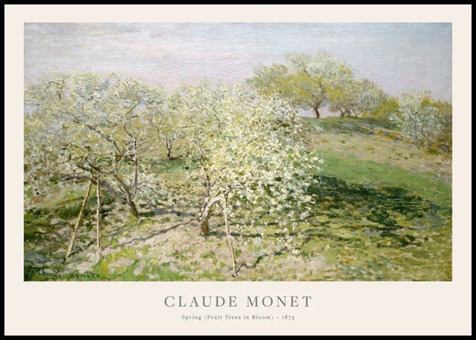 Watercolor monet - spring (fruit trees in bloom) poster for nursery and home wall decor.