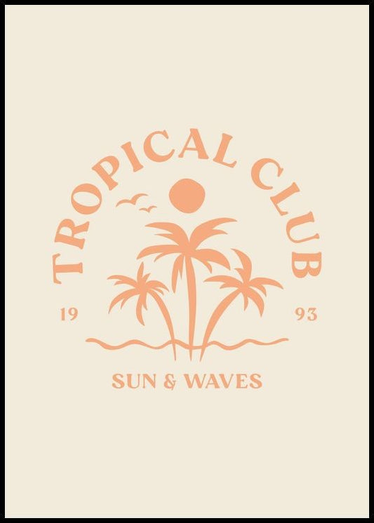 Watercolor tropical club poster for nursery and home wall decor.