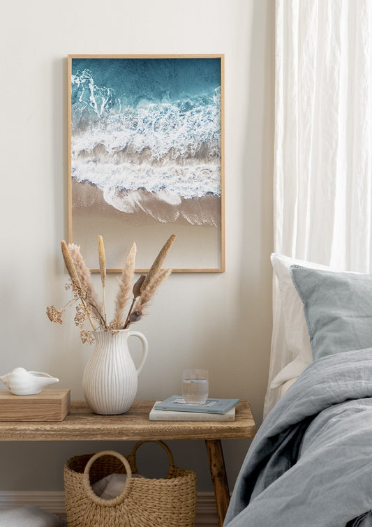 Watercolor tropical waves no2 poster for nursery and home wall decor.