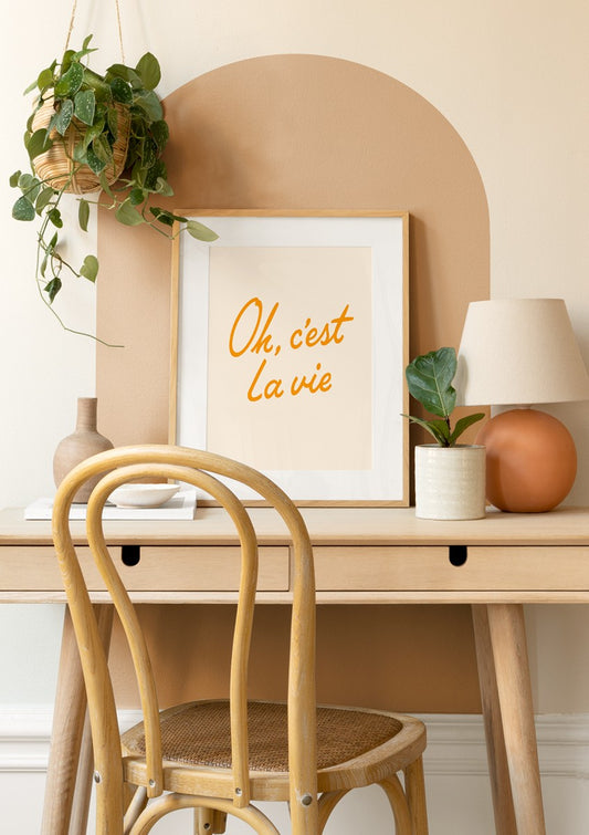 Watercolor oh c'est la vie poster for nursery and home wall decor.