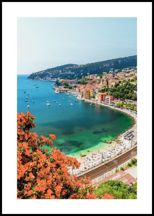 Watercolor french riviera poster for nursery and home wall decor.