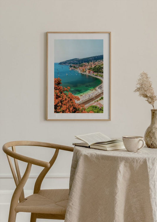 Watercolor french riviera poster for nursery and home wall decor.