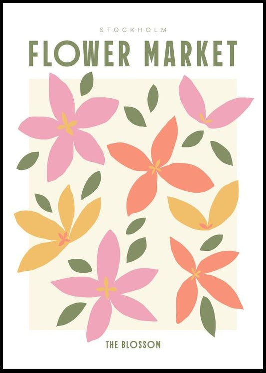 Watercolor flower market - the blossom poster for nursery and home wall decor.