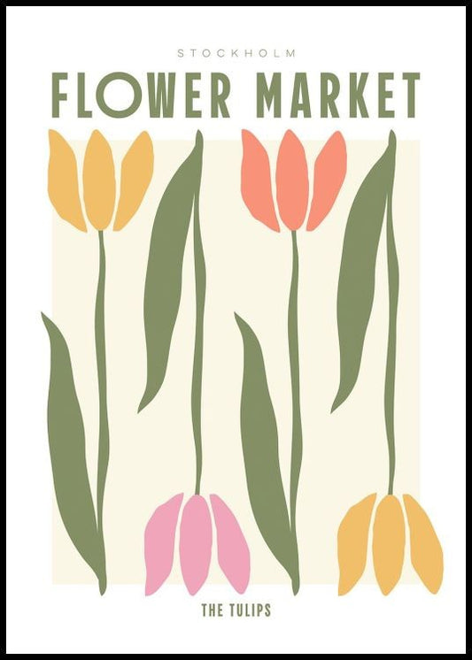 Watercolor flower market - the tulips poster for nursery and home wall decor.