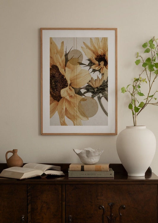Watercolor sunflower constellation no1 poster for nursery and home wall decor.