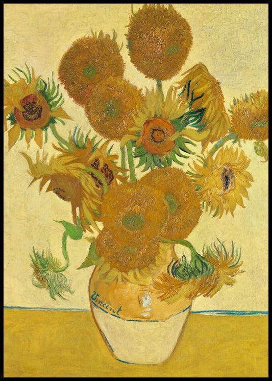 Watercolor vincent van gogh - sunflowers poster for nursery and home wall decor.