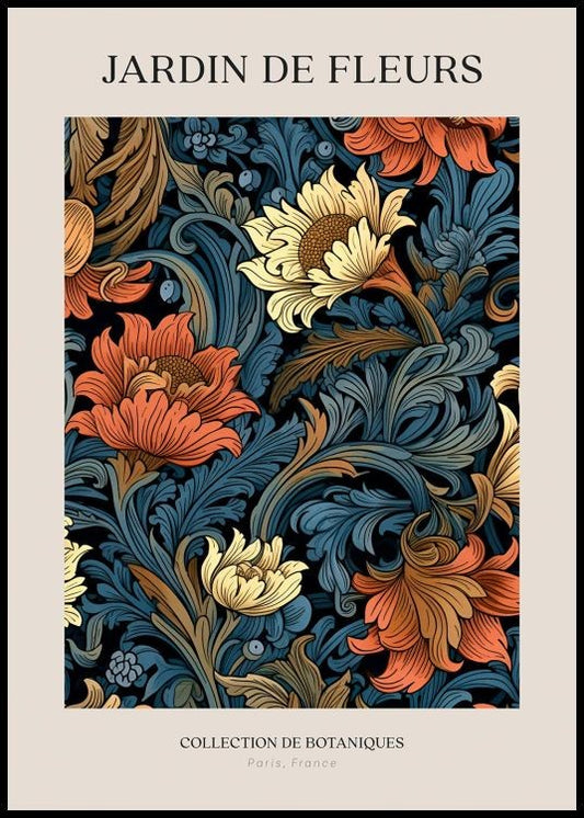 Watercolor jardin de fleurs no2 poster for nursery and home wall decor.