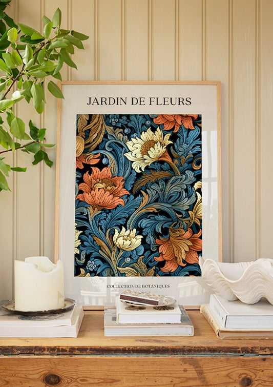 Watercolor jardin de fleurs no2 poster for nursery and home wall decor.