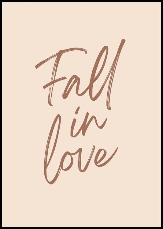 Watercolor fall in love script poster for nursery and home wall decor.